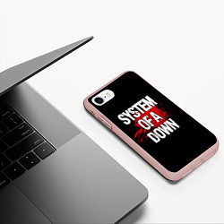 Чехол iPhone 7/8 матовый System of a Down Blood, цвет: 3D-светло-розовый — фото 2