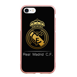 Чехол iPhone 7/8 матовый FC Real Madrid: Gold Edition, цвет: 3D-светло-розовый