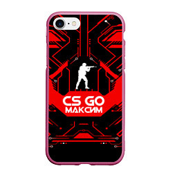 Чехол iPhone 7/8 матовый CS:GO - Максим, цвет: 3D-малиновый