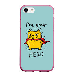 Чехол iPhone 7/8 матовый I'm your Hero, цвет: 3D-малиновый