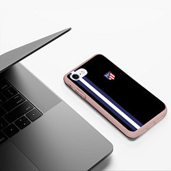 Чехол iPhone 7/8 матовый FC Atletico Madrid: Blue Line, цвет: 3D-светло-розовый — фото 2