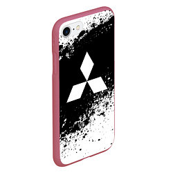 Чехол iPhone 7/8 матовый Mitsubishi: Black Spray, цвет: 3D-малиновый — фото 2
