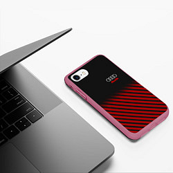 Чехол iPhone 7/8 матовый Audi: Red Lines, цвет: 3D-малиновый — фото 2