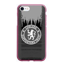 Чехол iPhone 7/8 матовый FC Chelsea: Grey Abstract, цвет: 3D-малиновый