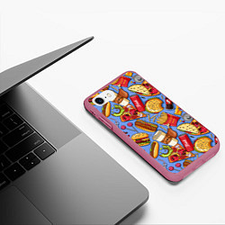 Чехол iPhone 7/8 матовый Fastfood Life, цвет: 3D-малиновый — фото 2