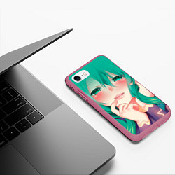 Чехол iPhone 7/8 матовый Miku Ahegao, цвет: 3D-малиновый — фото 2