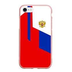 Чехол iPhone 7/8 матовый Russia: Geometry Tricolor, цвет: 3D-светло-розовый