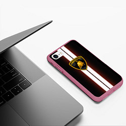 Чехол iPhone 7/8 матовый Lamborghini Race, цвет: 3D-малиновый — фото 2