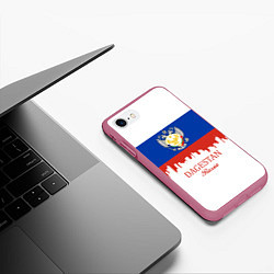 Чехол iPhone 7/8 матовый Dagestan: Russia, цвет: 3D-малиновый — фото 2