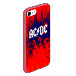 Чехол iPhone 7/8 матовый AC/DC: Red & Blue, цвет: 3D-малиновый — фото 2