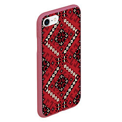 Чехол iPhone 7/8 матовый Славянский орнамент: красный, цвет: 3D-малиновый — фото 2