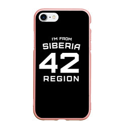 Чехол iPhone 7/8 матовый Im from Siberia: 42 Region, цвет: 3D-светло-розовый