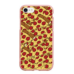Чехол iPhone 7/8 матовый Любитель пиццы, цвет: 3D-светло-розовый