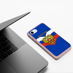 Чехол iPhone 7/8 матовый Россия: Триколор, цвет: 3D-светло-розовый — фото 2
