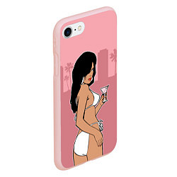 Чехол iPhone 7/8 матовый GTA VC: Girl with Martini, цвет: 3D-светло-розовый — фото 2