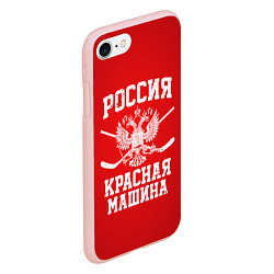 Чехол iPhone 7/8 матовый Россия: Красная машина, цвет: 3D-светло-розовый — фото 2