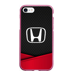 Чехол iPhone 7/8 матовый Honda: Grey Carbon, цвет: 3D-малиновый