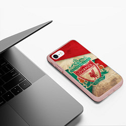 Чехол iPhone 7/8 матовый FC Liverpool: Old Style, цвет: 3D-светло-розовый — фото 2
