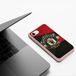 Чехол iPhone 7/8 матовый FC Man United: Old Style, цвет: 3D-светло-розовый — фото 2