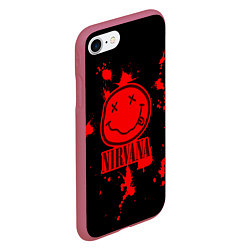 Чехол iPhone 7/8 матовый Nirvana: Blooded Smile, цвет: 3D-малиновый — фото 2