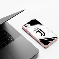 Чехол iPhone 7/8 матовый Juventus, цвет: 3D-светло-розовый — фото 2