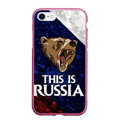 Чехол iPhone 7/8 матовый Russia: Roaring Bear, цвет: 3D-малиновый