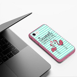 Чехол iPhone 7/8 матовый Sweet Summer Flamingo, цвет: 3D-малиновый — фото 2