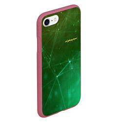 Чехол iPhone 7/8 матовый Cyberpunk 2077: Green Network, цвет: 3D-малиновый — фото 2