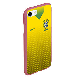Чехол iPhone 7/8 матовый Brazil Team: WC 2018, цвет: 3D-малиновый — фото 2