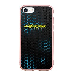 Чехол iPhone 7/8 матовый Cyberpunk 2077: Blue Carbon, цвет: 3D-светло-розовый