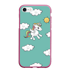 Чехол iPhone 7/8 матовый Unicorns Love, цвет: 3D-малиновый