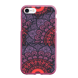 Чехол iPhone 7/8 матовый Dark Mandala, цвет: 3D-малиновый