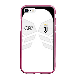 Чехол iPhone 7/8 матовый FC Juventus: CR7 18-19, цвет: 3D-малиновый