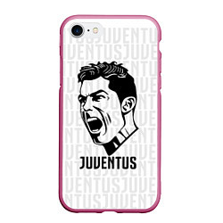 Чехол iPhone 7/8 матовый Juve Ronaldo, цвет: 3D-малиновый