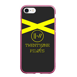 Чехол iPhone 7/8 матовый Twenty One Pilots: Yellow Lines, цвет: 3D-малиновый