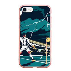 Чехол iPhone 7/8 матовый Ronaldo lightning, цвет: 3D-светло-розовый