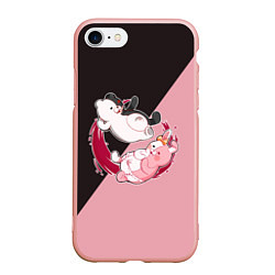 Чехол iPhone 7/8 матовый MONOKUMA X MONOMI, цвет: 3D-светло-розовый