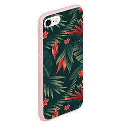 Чехол iPhone 7/8 матовый Зеленые тропики, цвет: 3D-светло-розовый — фото 2