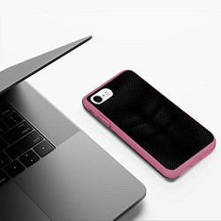 Чехол iPhone 7/8 матовый Карбоновая броня, цвет: 3D-малиновый — фото 2