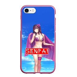 Чехол iPhone 7/8 матовый Senpai: Summer Girl, цвет: 3D-малиновый