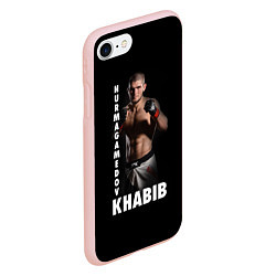 Чехол iPhone 7/8 матовый Хабиб: Дагестанский борец, цвет: 3D-светло-розовый — фото 2