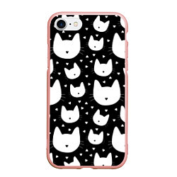 Чехол iPhone 7/8 матовый Love Cats Pattern, цвет: 3D-светло-розовый