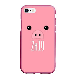 Чехол iPhone 7/8 матовый Piggy 2k19, цвет: 3D-малиновый