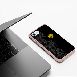 Чехол iPhone 7/8 матовый Герб России и орнамент, цвет: 3D-светло-розовый — фото 2