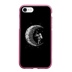 Чехол iPhone 7/8 матовый Лунный шахтер, цвет: 3D-малиновый