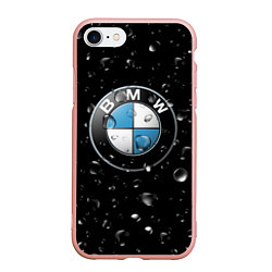 Чехол iPhone 7/8 матовый BMW под Дождём, цвет: 3D-светло-розовый