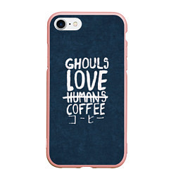 Чехол iPhone 7/8 матовый Ghouls Love Coffee, цвет: 3D-светло-розовый