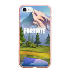 Чехол iPhone 7/8 матовый Fortnite: Forest View, цвет: 3D-светло-розовый