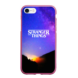 Чехол iPhone 7/8 матовый Stranger Things: Space Rising, цвет: 3D-малиновый