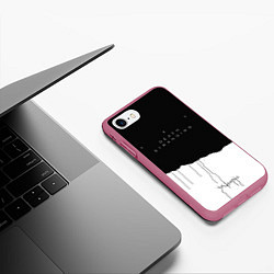Чехол iPhone 7/8 матовый Death Stranding: Black & White, цвет: 3D-малиновый — фото 2